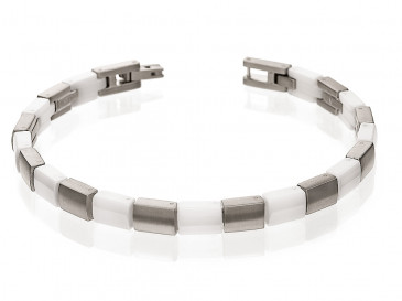 Bracelet céramique blanche et titane