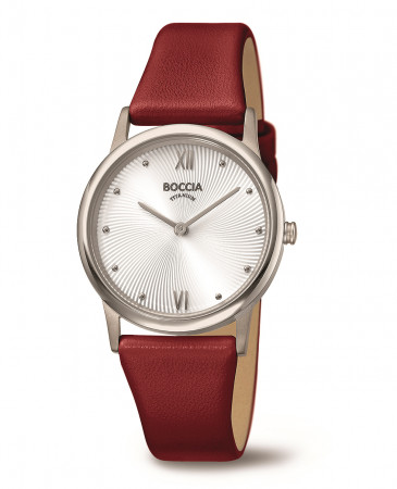 montre cadran gaufré sur cuir rouge 