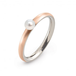 Solitaire doré rose perle de culture